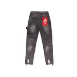 Godspeed Embroidered Cargo Pocket Grey Wash Denim Jeans