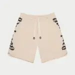 Beige Contrast Panel Streetwear Shorts