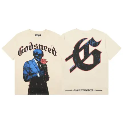 Godspeed Skeleton Rose T-Shirt – Beige Vintage Graphic Tee