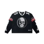 Godspeed Skull Mesh Layered Long Sleeve Jersey – Black Red Stripe Edition - Image 2