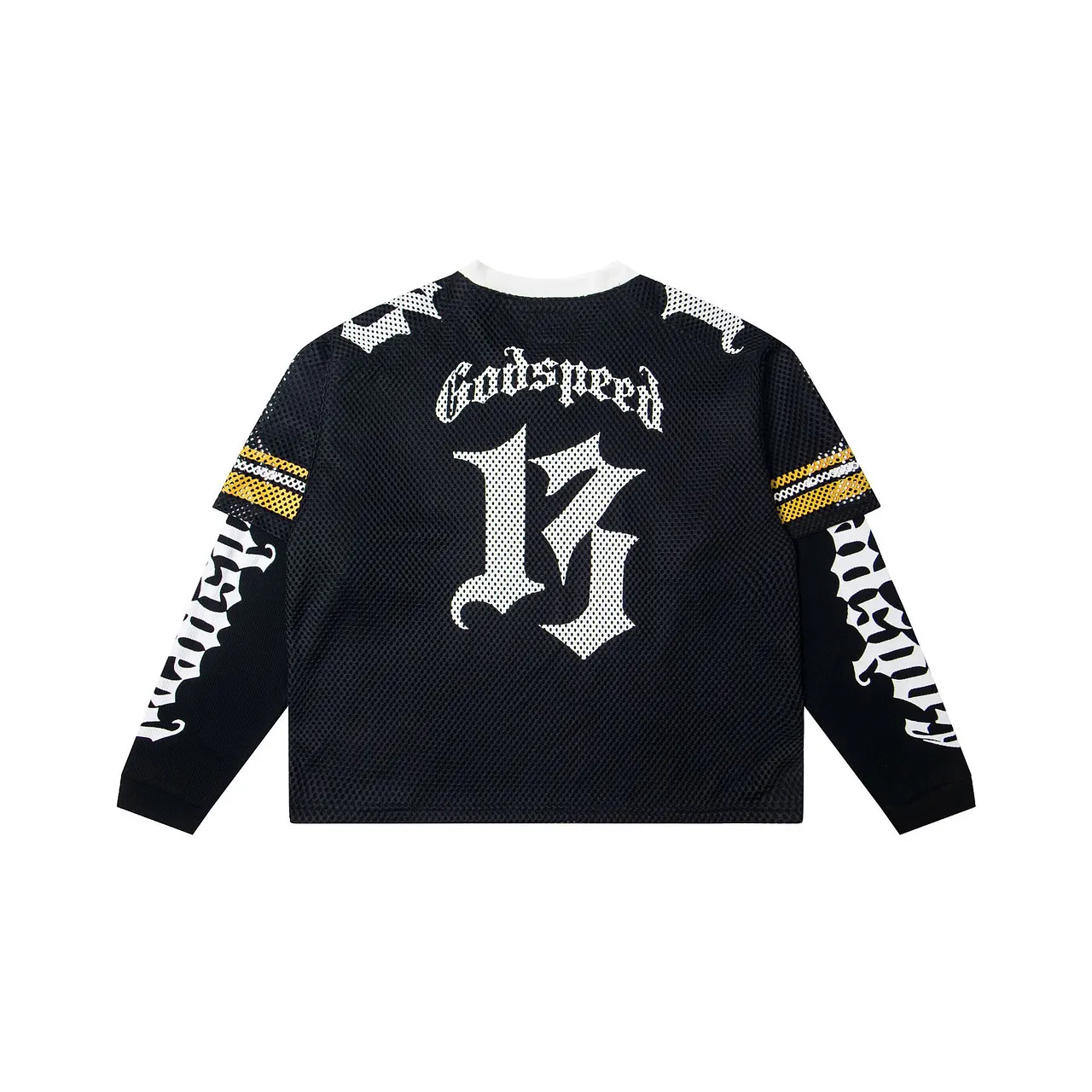 49 Godspeed Skull Mesh Layered Long Sleeve Jersey – Black 17 Edition - Image 1