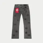 Godspeed Black Logo Embroidered Grey Wash Denim Jeans