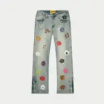 Godspeed Allover Logo Embroidered Light Wash Denim Jeans - Image 2