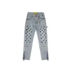 Godspeed Light Wash Embroidered Cargo Denim Jeans - Image 2